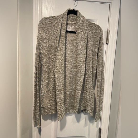 Element Size XS Gray Textured Knit Open Front Cardigan Sweater Pockets - Picture 1 of 12